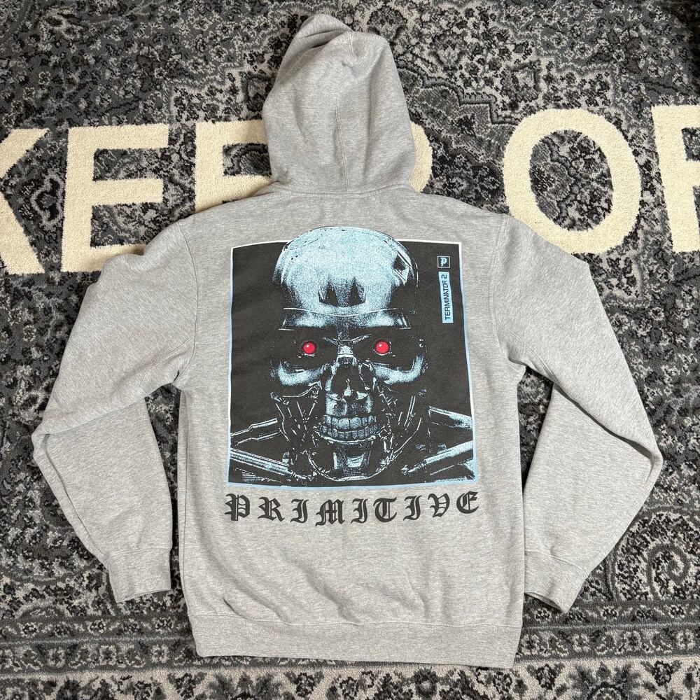 Primitive Terminator 2 Judgement Day Machine Sz M Hoodie Men's Heather Grey